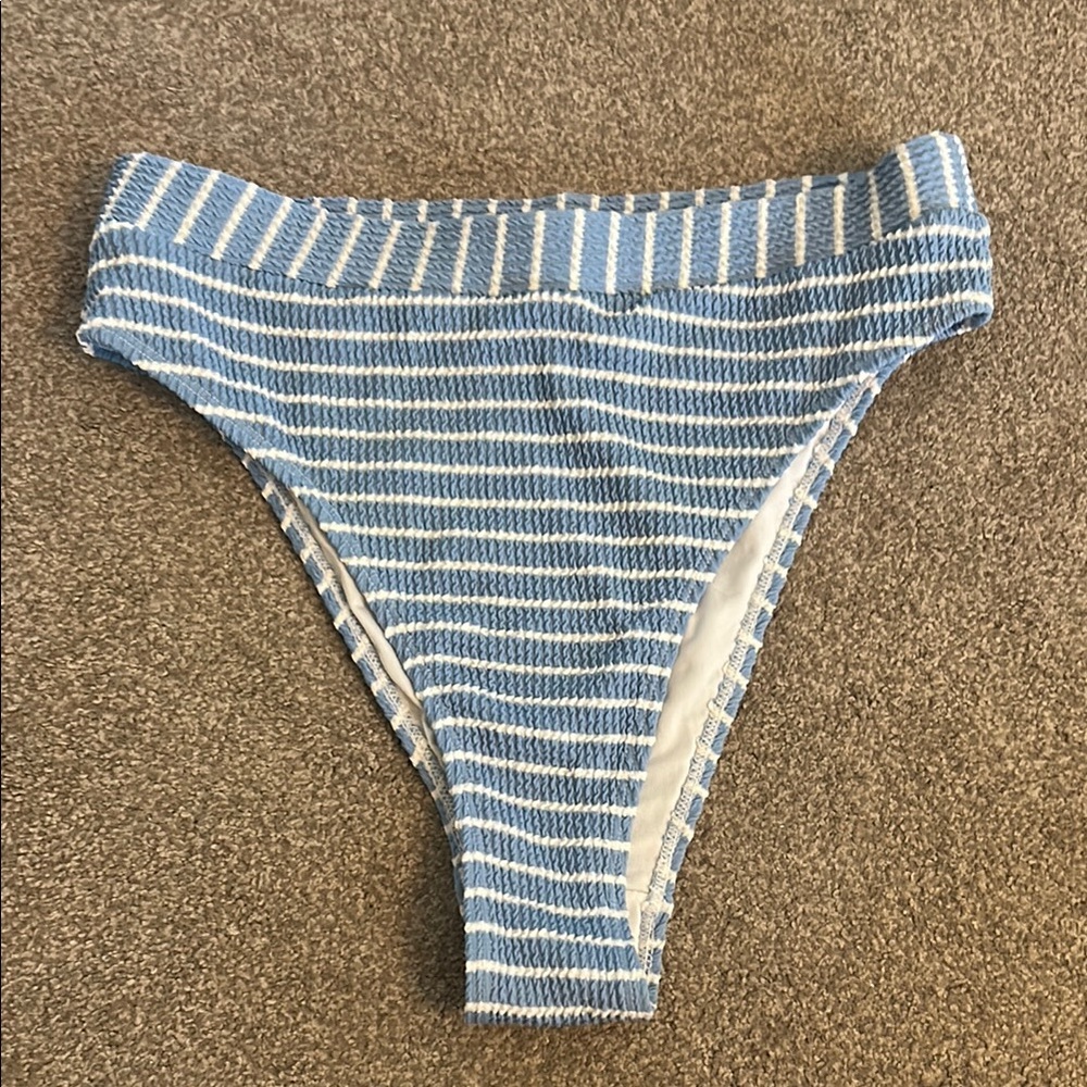 Nasty Gal Blue and White Striped High-Waisted Bottoms